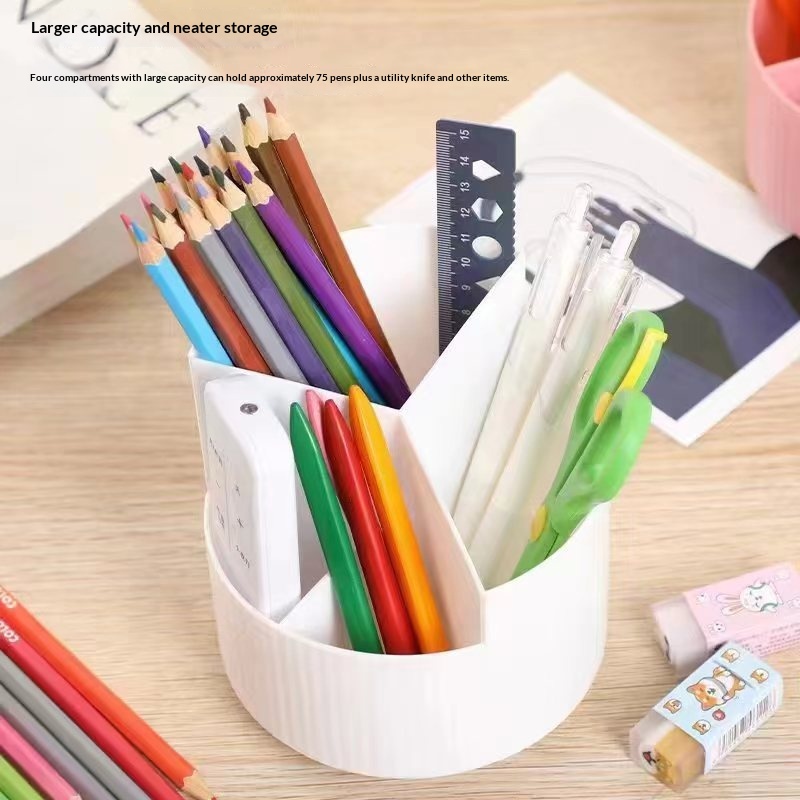 Pot à crayons de bureau rotatif avec rangement – Image 2