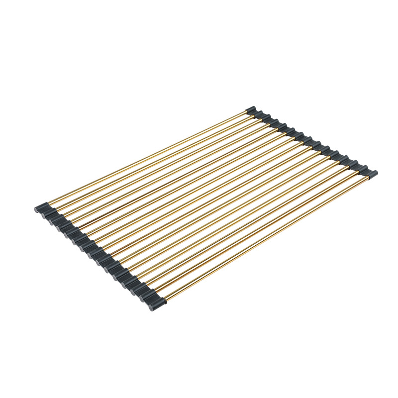Égouttoir à vaisselle pliable en acier inoxydable — doré – Image 5