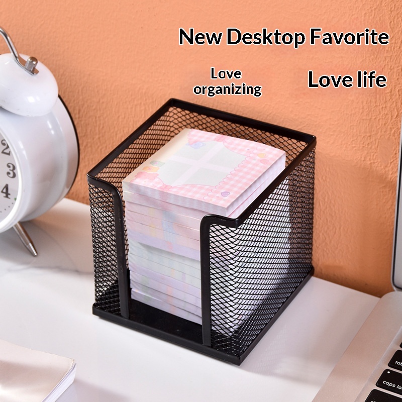 Organisateur de bureau en grille métallique pour notes et petits objets – Image 3
