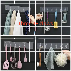 Barre de crochets adhésive transparente — 6 crochets – Image 6