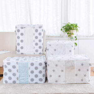 Boîte de rangement en tissu pour vêtements — 2 tailles, pois ou étoiles