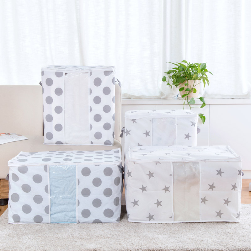 Boîte de rangement en tissu pour vêtements — 2 tailles, pois ou étoiles