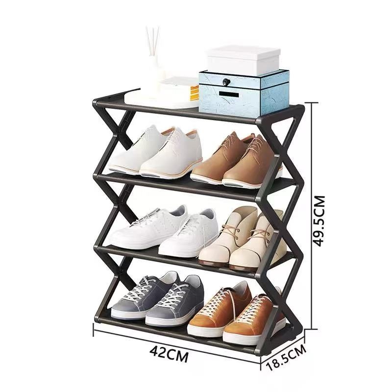 Étagère à chaussures étroite en métal à 4 niveaux – Image 5