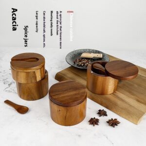 Boîte à sel et à assaisonnements en bois d'acacia