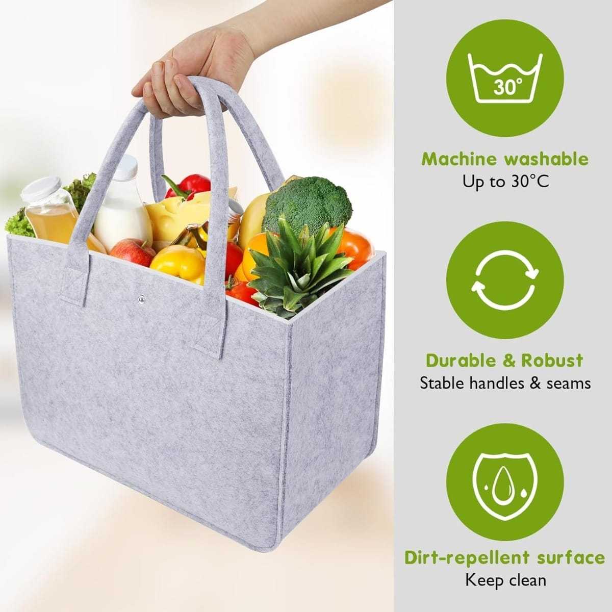 Sac de rangement en feutrine — gris bicolore – Image 2