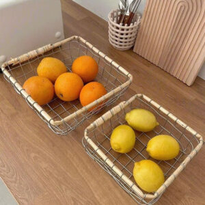 Panier de rangement en fil métallique tressé, fait main